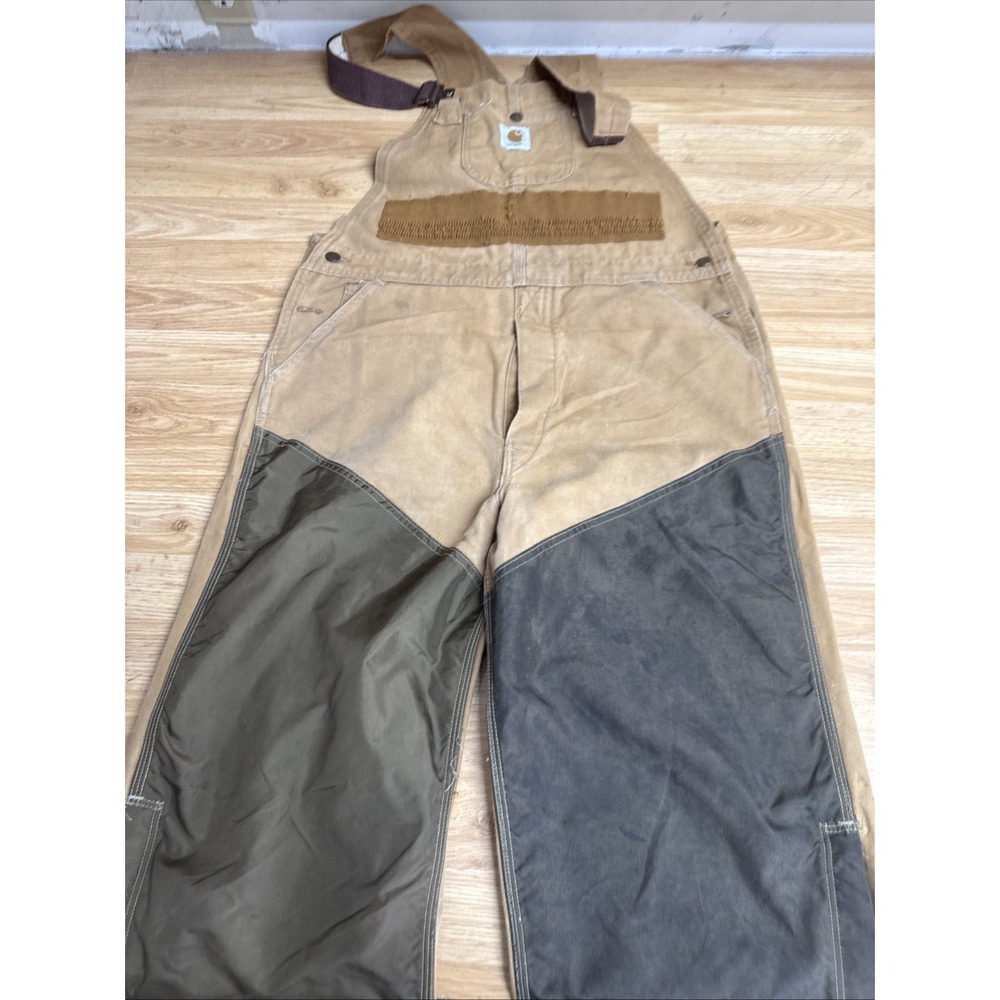 Carhartt Overalls Mens 40x30 BU25 Brown Duck Canvas Bib Brush Guard Workwear